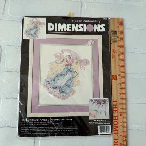 Vintage Dimensions Ribbon Embroidery NWT Springtime Angel Kit Floral #1502 - Picture 4 of 5